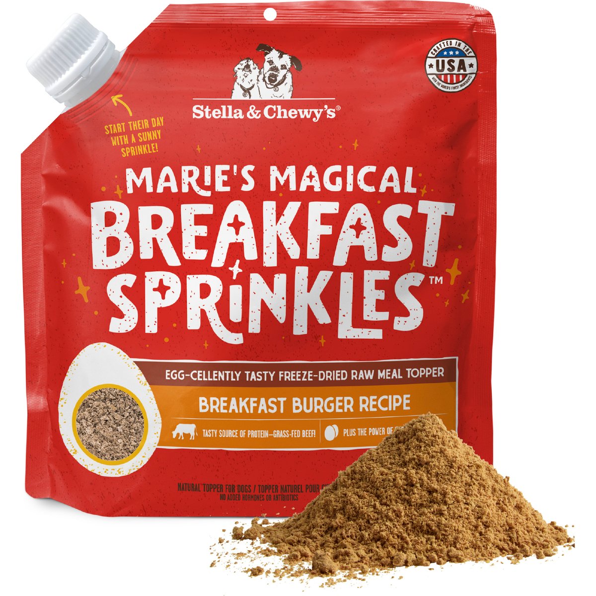 Stella & Chewy's Marie's Magical Breakfast Sprinkles Freeze-Dried Raw Breakfast Burger Recipe Grain-Free Dog Food Topper, 7-oz bag