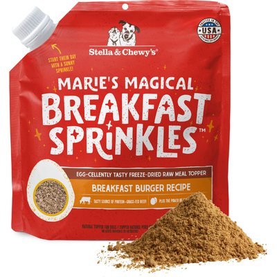 Stella & Chewy's Stella & Chewy's Marie's Magical Breakfast Sprinkles Freeze-Dried Raw Breakfast Burger Recipe Grain-Free Dog Food Topper, 7-oz bag