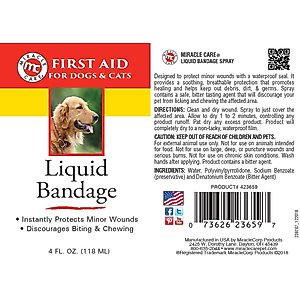 Miracle Care Liquid Bandage Spray for Dogs & Cats