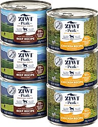 ZIWI Peak Variety Pack Adult Grain-Free Beef, Chicken Pate Canned Dog Food, 6-oz can, case of 6