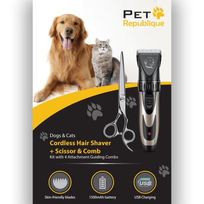 Show full view: Pet Republique Hair Clipper Additional Scissors & Comb Rechargeable & Quite with Guide Combs for Dogs & Cats slide 3 of 9