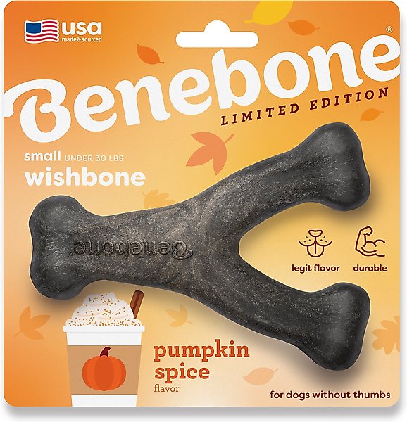 Show full view: Benebone Wishbone Pumpkin Spice Tough Dog Chew Toy, Small slide 1 of 8