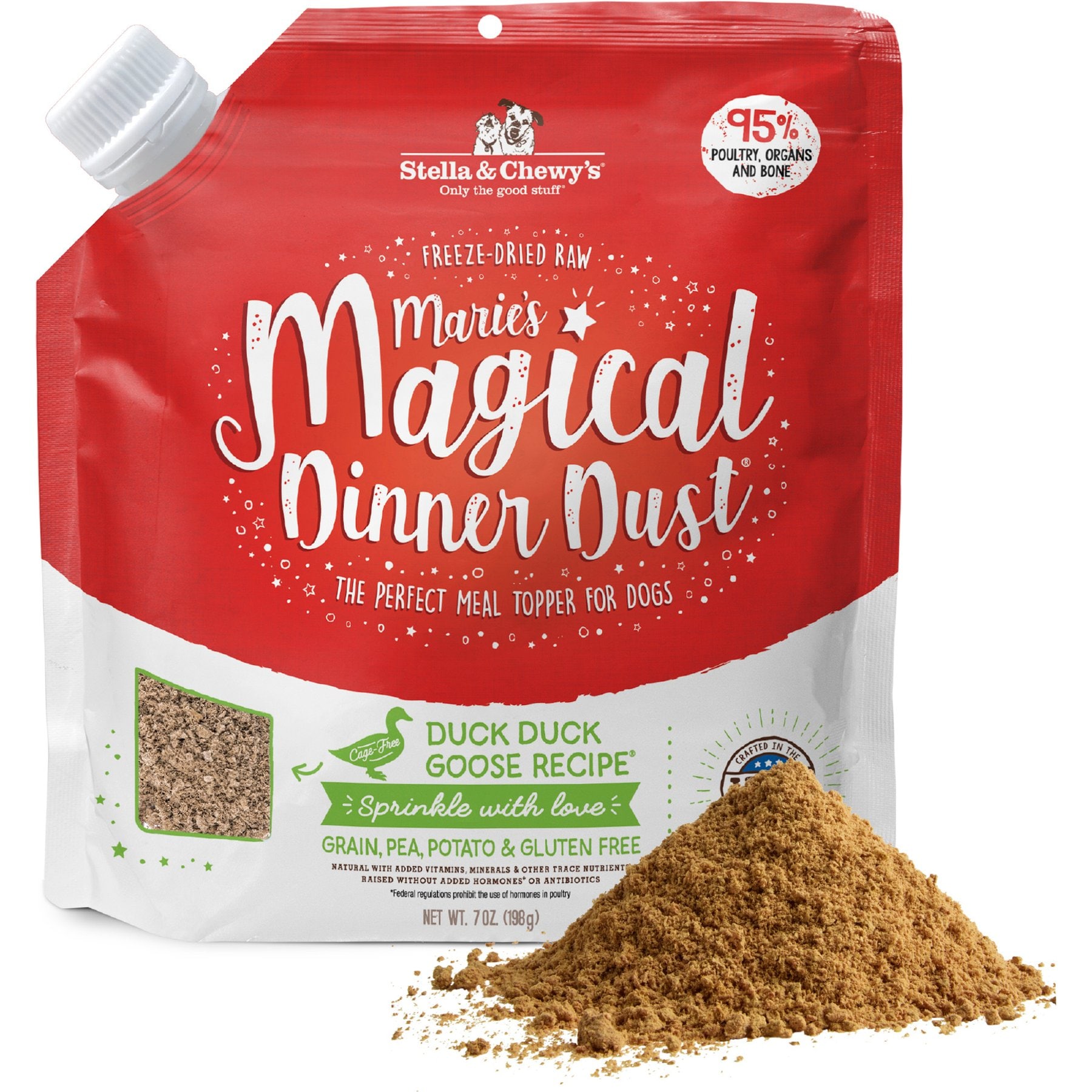 Stella & Chewy's Marie's Magical Dinner Dust Duck Duck, Goose Recipe Freeze-Dried Raw Dog Food Topper, 7-oz bag