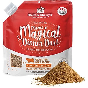 Stella & Chewy's Marie's Magical Dinner Freeze-Dried Raw Dust Grass-Fed Beef Dog Food Topper, 7-oz bag