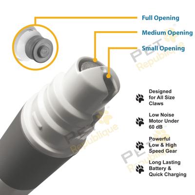 Show full view: Pet Republique Small Nail Clipper & Grinder Rechargeable & Quite 2-Speed Dog Nail Trimmer Kit slide 2 of 8