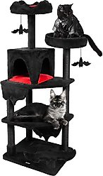 KAMABOKO Multi-Level Gothic 59-in Cat Tree & Tower with Condo, Black & Red