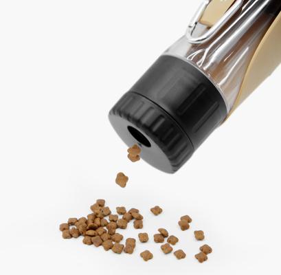 Show full view: Kanine Portable Dog Water Bottle with Feeder, Camel/Black slide 6 of 7