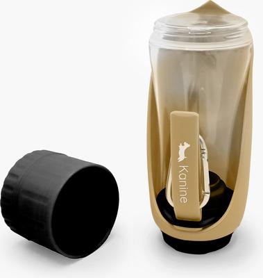 Show full view: Kanine Portable Dog Water Bottle with Feeder, Camel/Black slide 2 of 7