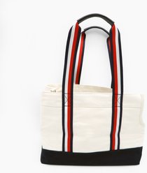 Tommy Hilfiger Canvas Dog Tote Bag, Weathered White/Navy, Large