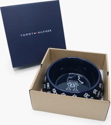 Tommy Hilfiger Monogram Dog Bowl, 5-cup, Desert Sky/White