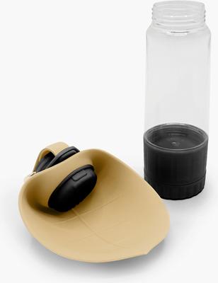 Show full view: Kanine Portable Dog Water Bottle with Feeder, Camel/Black slide 5 of 7