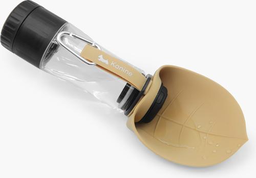 Show full view: Kanine Portable Dog Water Bottle with Feeder, Camel/Black slide 3 of 7