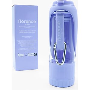 florence by mills Portable Dog Water Bottle with Feeder, Purple