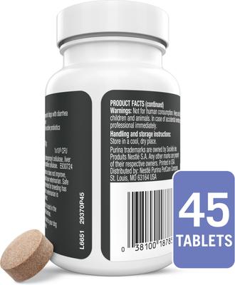 Show full view: Purina Pro Plan Veterinary Diets FortiFlora Chewable Tablets Probiotic Digestive Supplement for Dogs, 45 tablets slide 3 of 12