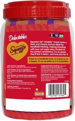 Show full view: Hartz Delectables Squeeze Up Non-Seafood Chicken Variety Pack Lickable Cat Treats, 0.5-oz tube, 48 count slide 8 of 11