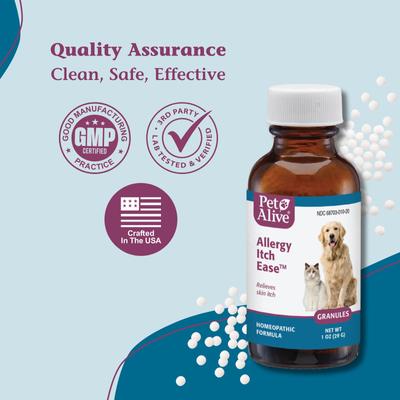 Show full view: PetAlive Allergy Itch Ease Granules Skin Itch & Allergies Supplement for Dogs & Cats, 1-oz jar slide 8 of 10
