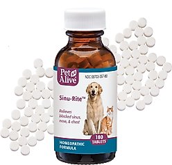 PetAlive Sinu-Rite Homeopathic Medicine for Allergies for Dogs, 180 count