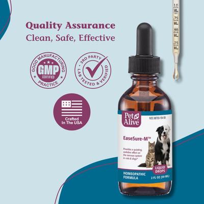 Show full view: PetAlive EaseSure-M Homeopathic Medicine for Anxiety for Dogs & Cats, 2-fl oz bottle slide 8 of 10