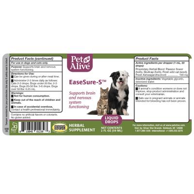 Show full view: PetAlive EaseSure-S Brain & Nervous System Support Dog & Cat Supplement, 2-fl oz bottle slide 10 of 11