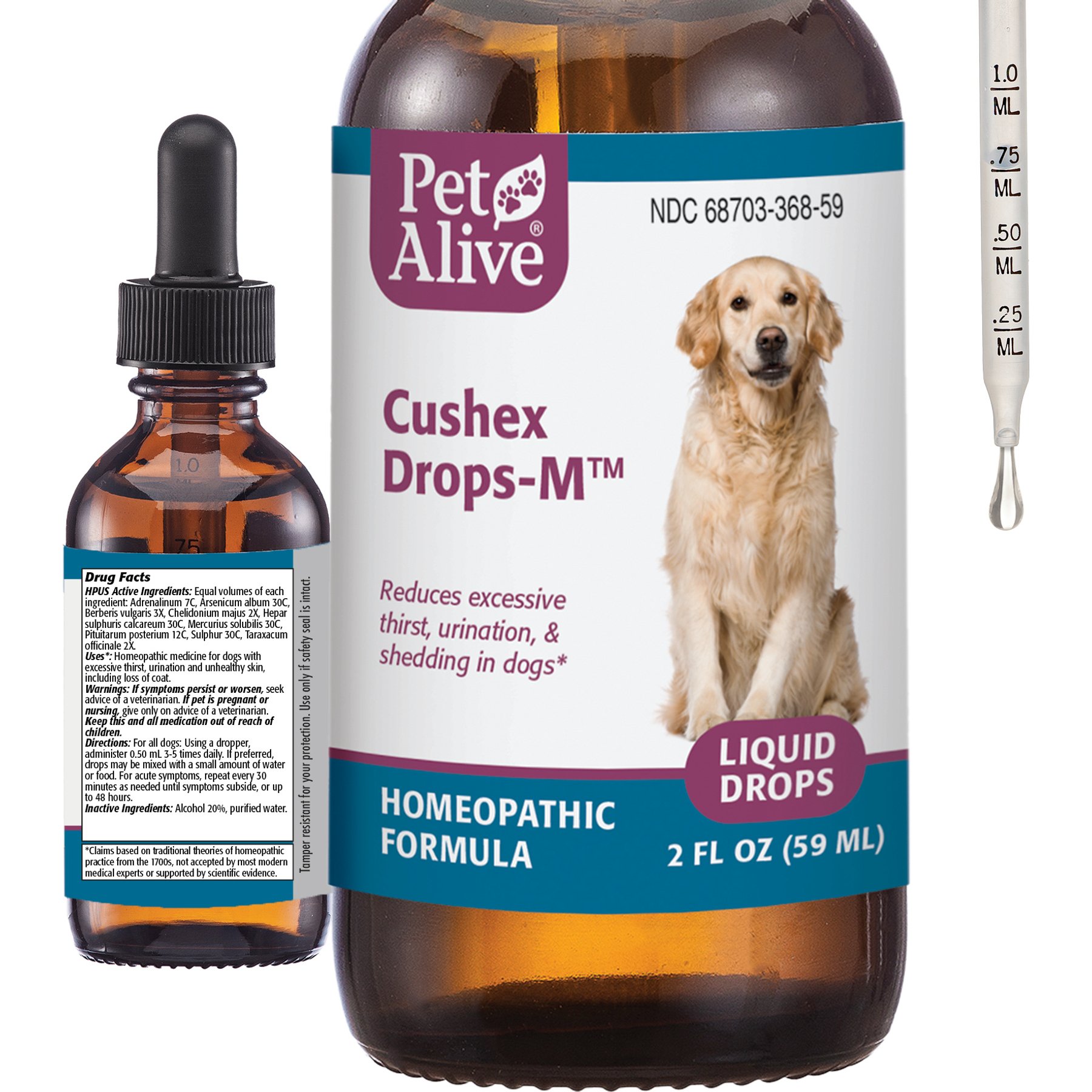 PetAlive Cushex Drops-M Homeopathic Medicine for Cushing's Disease for Cats & Dogs, 2-fl oz bottle