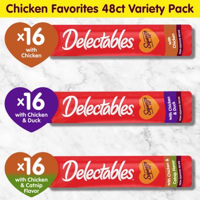 Show full view: Hartz Delectables Squeeze Up Non-Seafood Chicken Variety Pack Lickable Cat Treats, 0.5-oz tube, 48 count slide 7 of 11