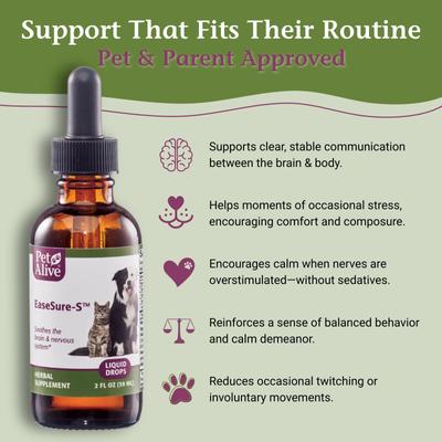 Show full view: PetAlive EaseSure-S Brain & Nervous System Support Dog & Cat Supplement, 2-fl oz bottle slide 4 of 11