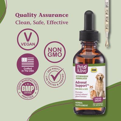 Show full view: PetAlive Adrenal Support Liquid Hormone Supplement for Dogs & Cats, 2-fl oz bottle slide 8 of 11