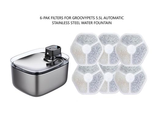 Show full view: GroovyPets Portable Automatic Stainless Steel Dog & Cat Water Fountain Replacement Filters, 186-oz, 6 count slide 3 of 4
