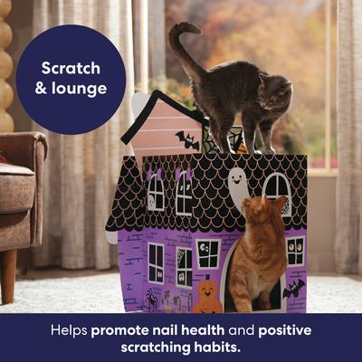 Show full view: Frisco Halloween Haunted Victorian Mansion Cardboard Cat House with Silvervine & Catnip, 2-Story slide 5 of 7