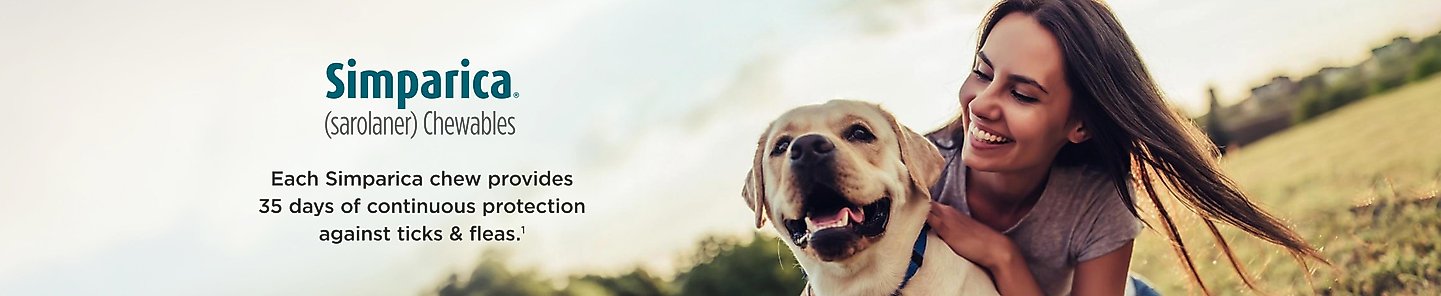 Simparica (sarolaner) Chewables Each Simparica chew provides 35 days of continuous protection against ticks & fleas. 