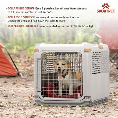 Show full view: SportPet Designs Collapsible Dog Kennel, Tan, 30-in slide 2 of 10