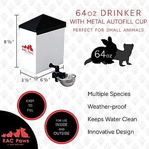 RAC Paws by RentACoop Small Pet Metal Cup Drinker, 64oz