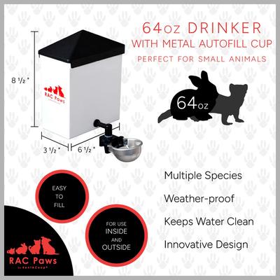 Show full view: RAC Paws by RentACoop Small Pet Metal Cup Drinker, 64oz slide 2 of 8