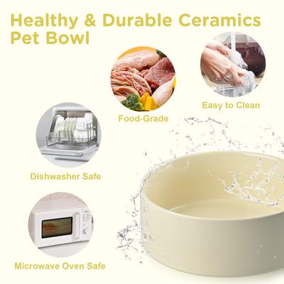 Show full view: SpunkyJunky Ceramic & Bamboo Non-Slip Elevated Dog Bowls, 2 count, Beige, 3.6 cup slide 6 of 7