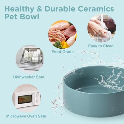 Show full view: SpunkyJunky Ceramic & Bamboo Non-Slip Elevated Dog Bowls, 2 count, Dark Green, 1.7 cup slide 6 of 7