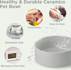 SpunkyJunky Ceramic & Bamboo Non-Slip Elevated Dog Bowls, 2 count, Grey, 3.6 cup slide 2 of 7