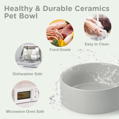 Show full view: SpunkyJunky Ceramic & Bamboo Non-Slip Elevated Dog Bowls, 2 count, Grey, 3.6 cup slide 6 of 7