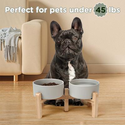 Show full view: SpunkyJunky Ceramic & Bamboo Non-Slip Elevated Dog Bowls, 2 count, Grey, 3.6 cup slide 7 of 7