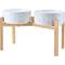 Show in main carousel: SpunkyJunky Ceramic & Bamboo Non-Slip Elevated Dog Bowls, 2 count, Paw White, 7.6 cup slide 1 of 8