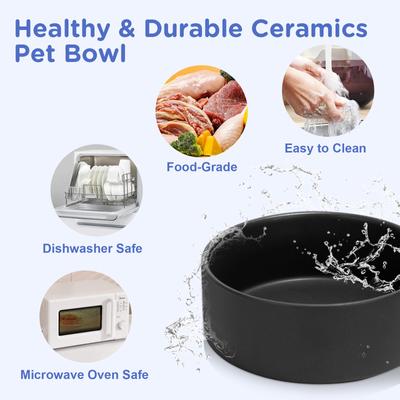 Show full view: SpunkyJunky Ceramic & Bamboo Non-Slip Elevated Dog Bowls, 2 count, Black, 1.7 cup slide 6 of 7