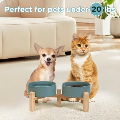 Show full view: SpunkyJunky Ceramic & Bamboo Non-Slip Elevated Dog Bowls, 2 count, Dark Green, 1.7 cup slide 7 of 7