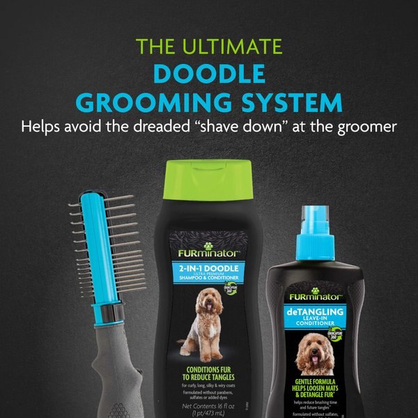 FURminator 2-in-1 Doodle Ultra Premium Dog Shampoo & Conditioner, Black/Green, 16-fl oz bottle
