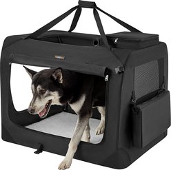 FEANDREA Collapsible Soft-Sided Dog Crate, Black, 36 inch