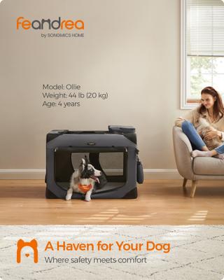 Show full view: FEANDREA Collapsible Soft-Sided Dog Crate, Gray, 36 inch slide 5 of 6