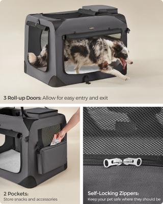 Show full view: FEANDREA Collapsible Soft-Sided Dog Crate, Gray, 36 inch slide 4 of 6