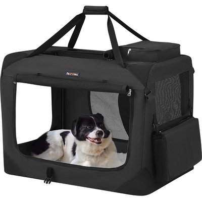 FEANDREA FEANDREA Collapsible 3-Door Soft-Sided Dog Crate, Black, 32 inch