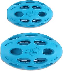 allforpaws Meta Ball Wiggle Holey Roller Dog Chew Toy, Blue, Medium