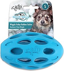allforpaws Meta Ball Wiggle Holey Roller Dog Chew Toy, Blue, Small