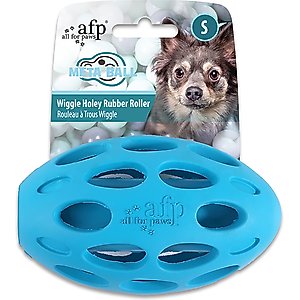 allforpaws Meta Ball Wiggle Holey Roller Dog Chew Toy, Blue, Small