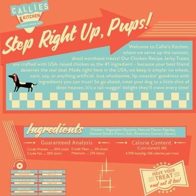 Show full view: Callie's Kitchen Chicken Recipe Chicken Tenders Jerky Dog Treats, 1-lb bag slide 4 of 7